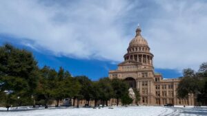 Texas Capitol in the snow